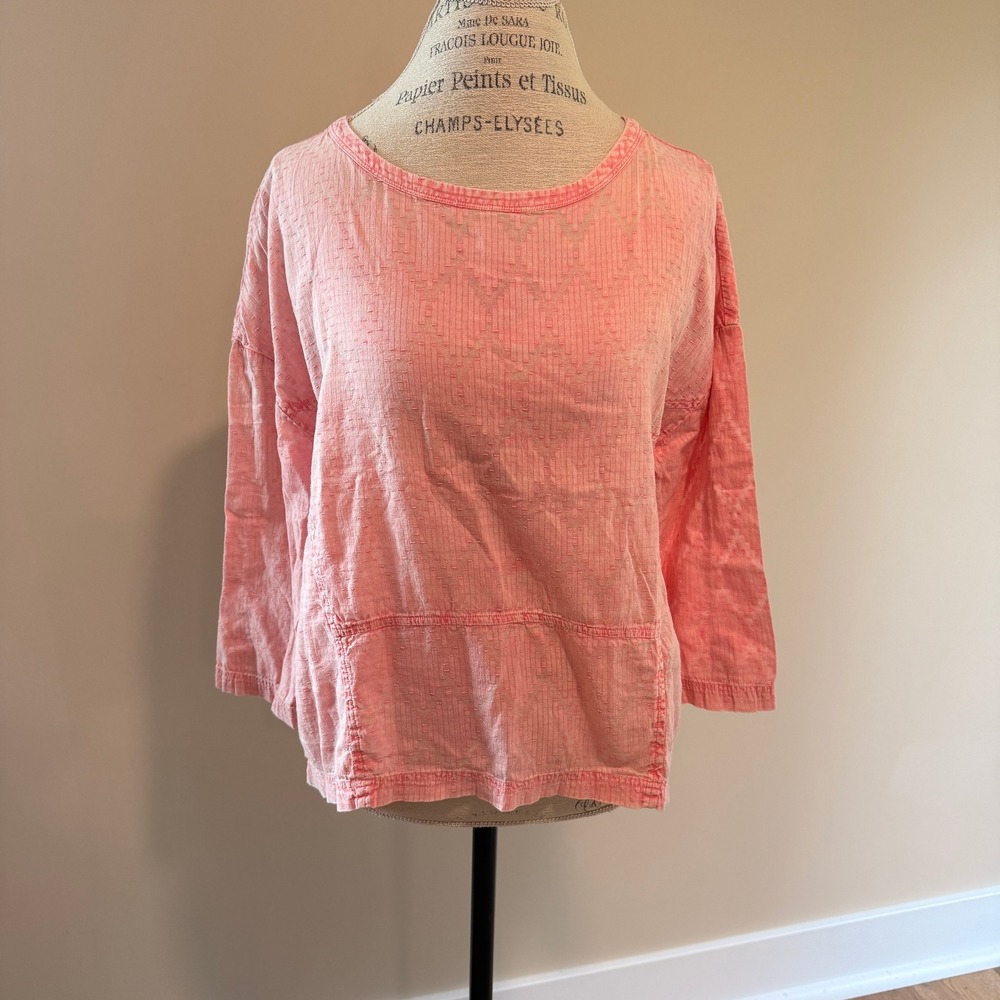 Habitat Women's Neon Pink Cotton 3/4 Sleeve Shirt Size M